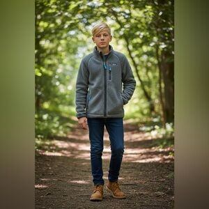 Rare Patagonia Kids Blue and Black Fleece Jacket High Loft Size XL 14